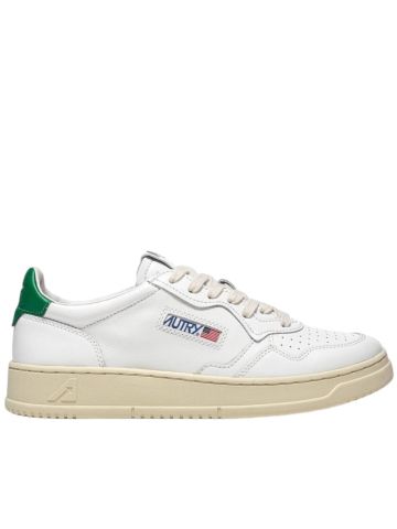 Medalist low white and green leather trainers