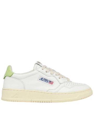 Medalist low white and green leather sneakers