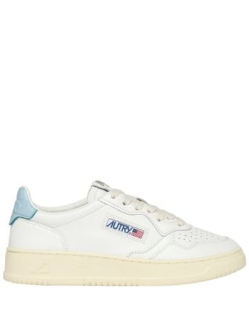 Medalist low white and light blue leather sneakers