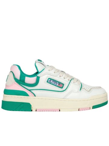 Sneakers CLC in pelle colore bianco verde e rosa