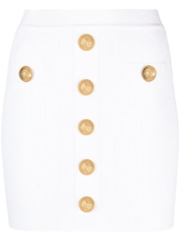 White ribbed knit miniskirt
