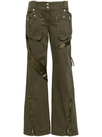Military green cargo with zipper details