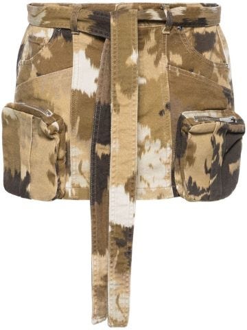 Camouflage miniskirt with belt and pockets