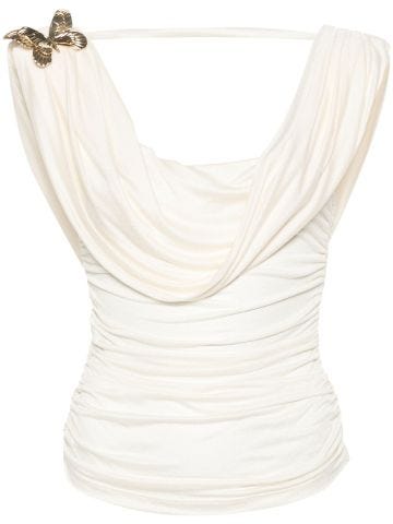 White top with butterfly applique