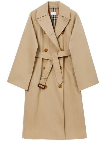 Check-pattern cotton trench coat