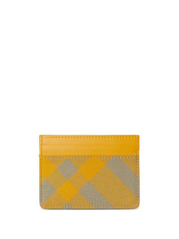Checked leather cardholder