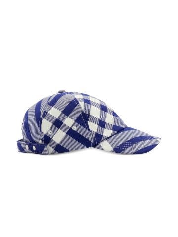 Check-plaid cotton baseball cap