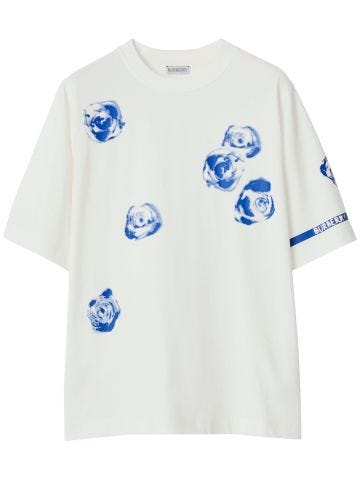Rose-print cotton T-shirt