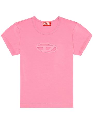 Pink T-Angie cut-out logo T-shirt