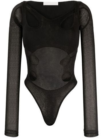 Cut-out detail long-sleeve bodysuit