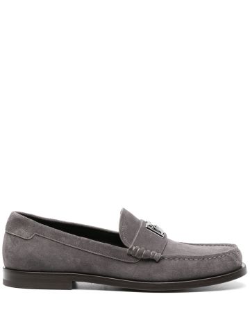 Logo-plaque suede loafers