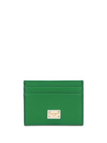 Green logoed leather card holder