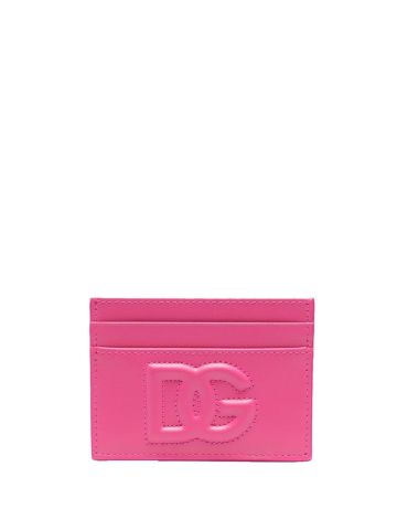 Pink card holder with embossed logo