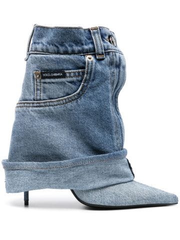 105mm denim ankle boots
