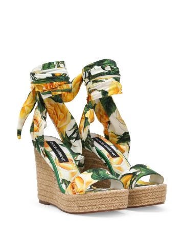 Floral-print wedge sandals
