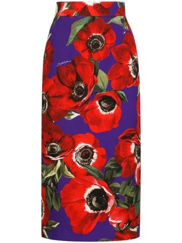 Floral-print pencil skirt