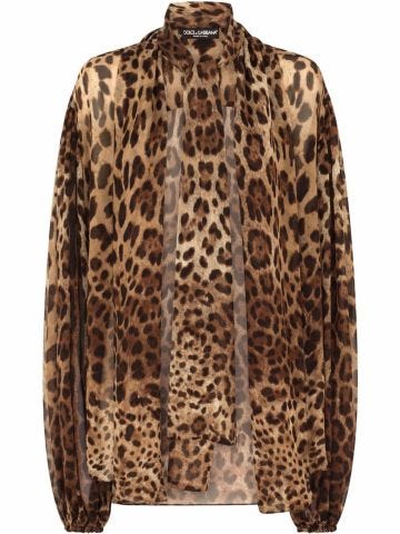 Camicia in chiffon con stampa leopardata