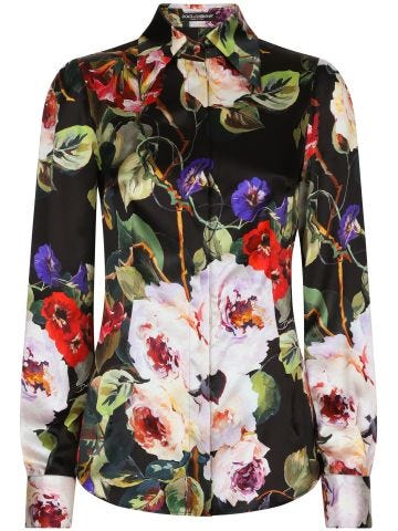 Floral-print long-sleeve shirt
