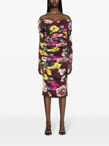 Flower midi dress with ruffles