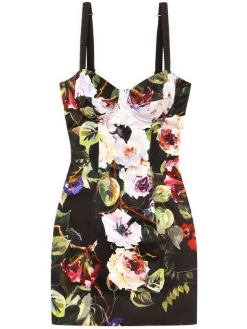 Floral-print corset dress