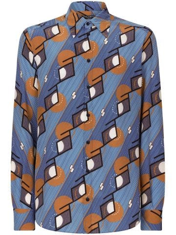 Camicia in seta con stampa geometrica