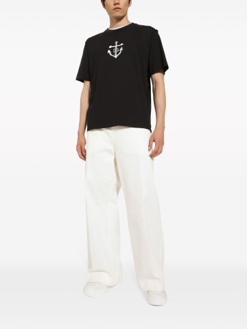 Marina-print cotton T-shirt