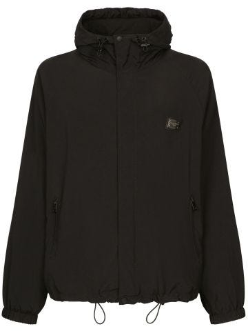 Black drawstring hooded jacket