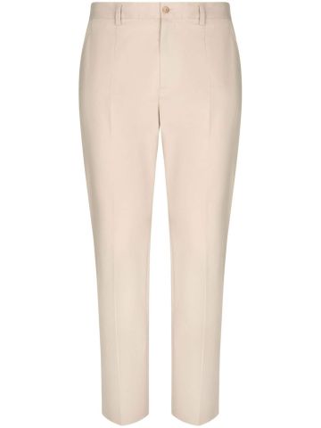 Logo-tag stretch-cotton trousers