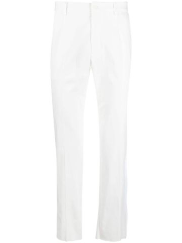 Stretch-cotton white trousers