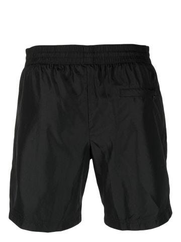 Black logo-plaque drawstring-waist shorts