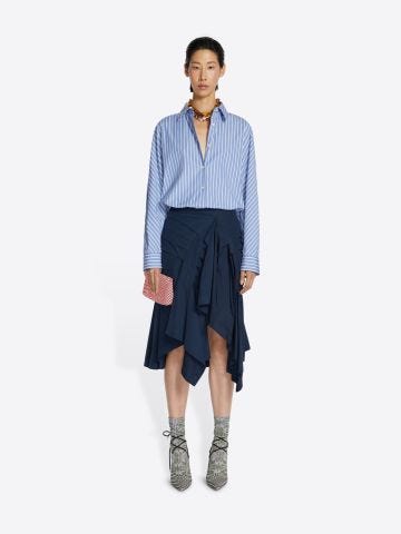 Oversized cocoon shirt in striped cotton
