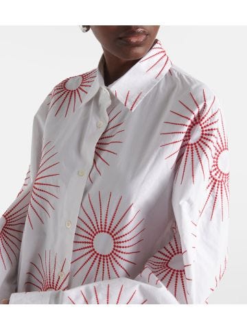 Poplin shirt with allover embroidery