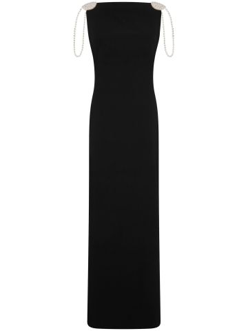 Black long dress with pearl detail
