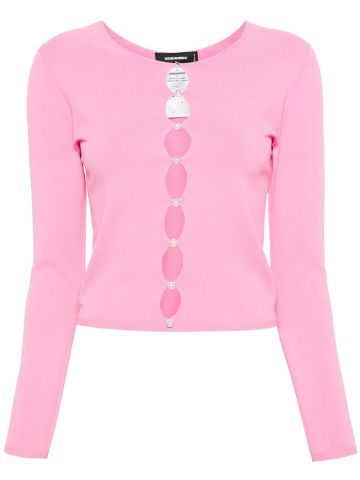 Cardigan rosa con cut-out