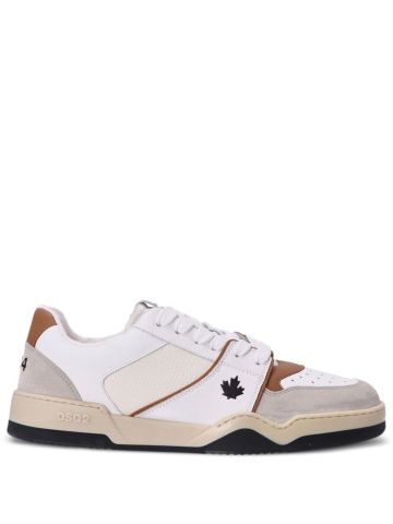 Spiker leaf-embroidered leather sneakers