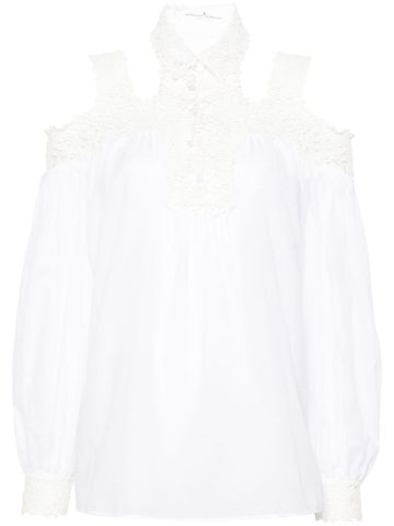 White floral-embroidered cotton blouse