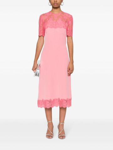 Pink floral-lace cady dress