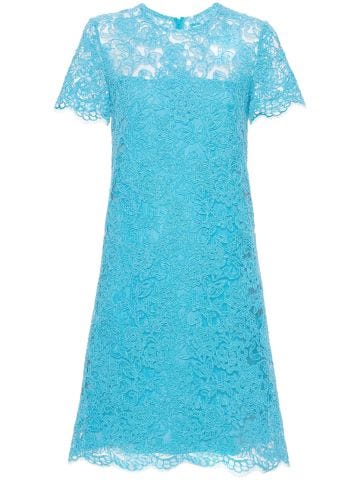Light blue corded-lace A-line midi dress