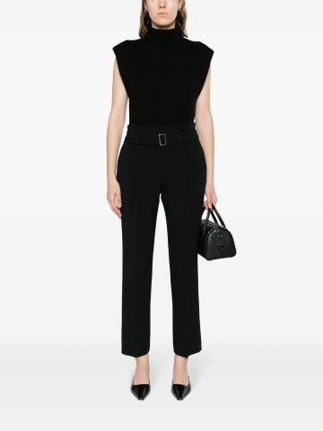Black high-waist tailored trousers
