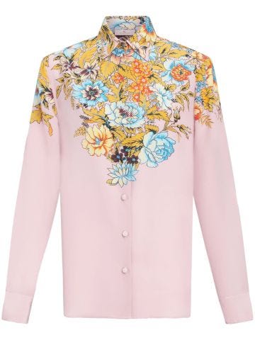 floral-print crepe de chine shirt