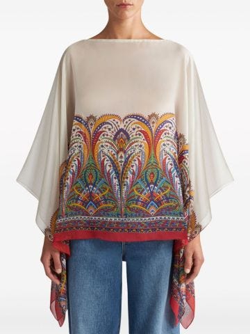Paisley-print silk tunic