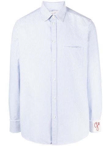 G logo-embroidery striped shirt