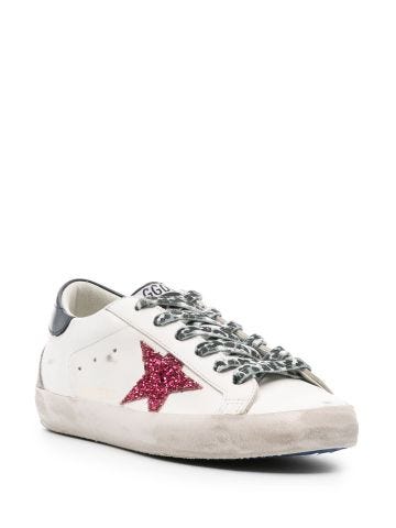 Super-star leather glittered sneakers