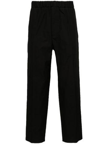 Black drawstring-waist wide-leg trousers