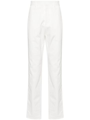 White mid-rise tapered gabardine trousers
