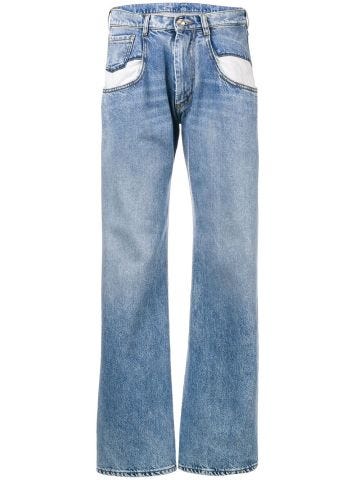 Contrast-pocket straight-leg jeans