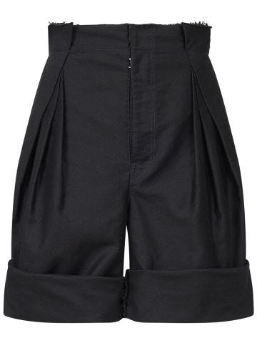 Pleat-detailing cotton shorts