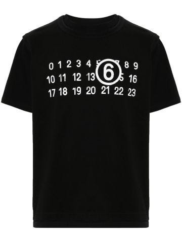 Numbers-motif cotton T-shirt