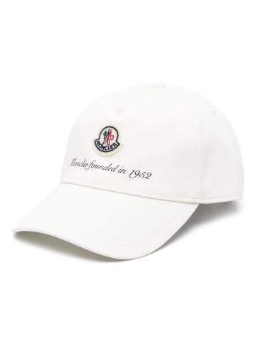 White logo-patch cotton cap