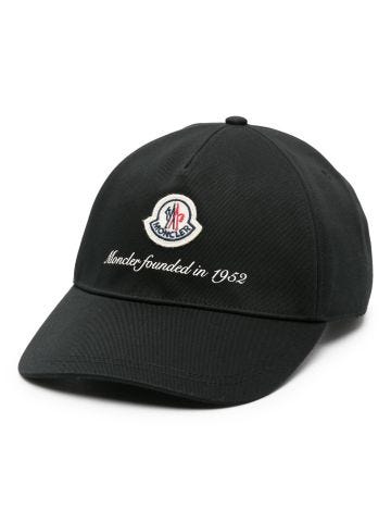 Black logo-patch cotton cap